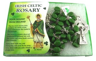 Irish Celtic Rosary Nickle and Ceramic Green Shamrock Rosary Beads MADE IN IRELAND