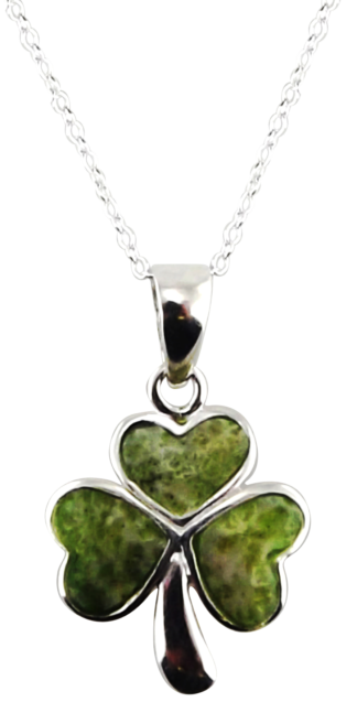 Connemara Marble Shamrock Sterling Silver Pendant