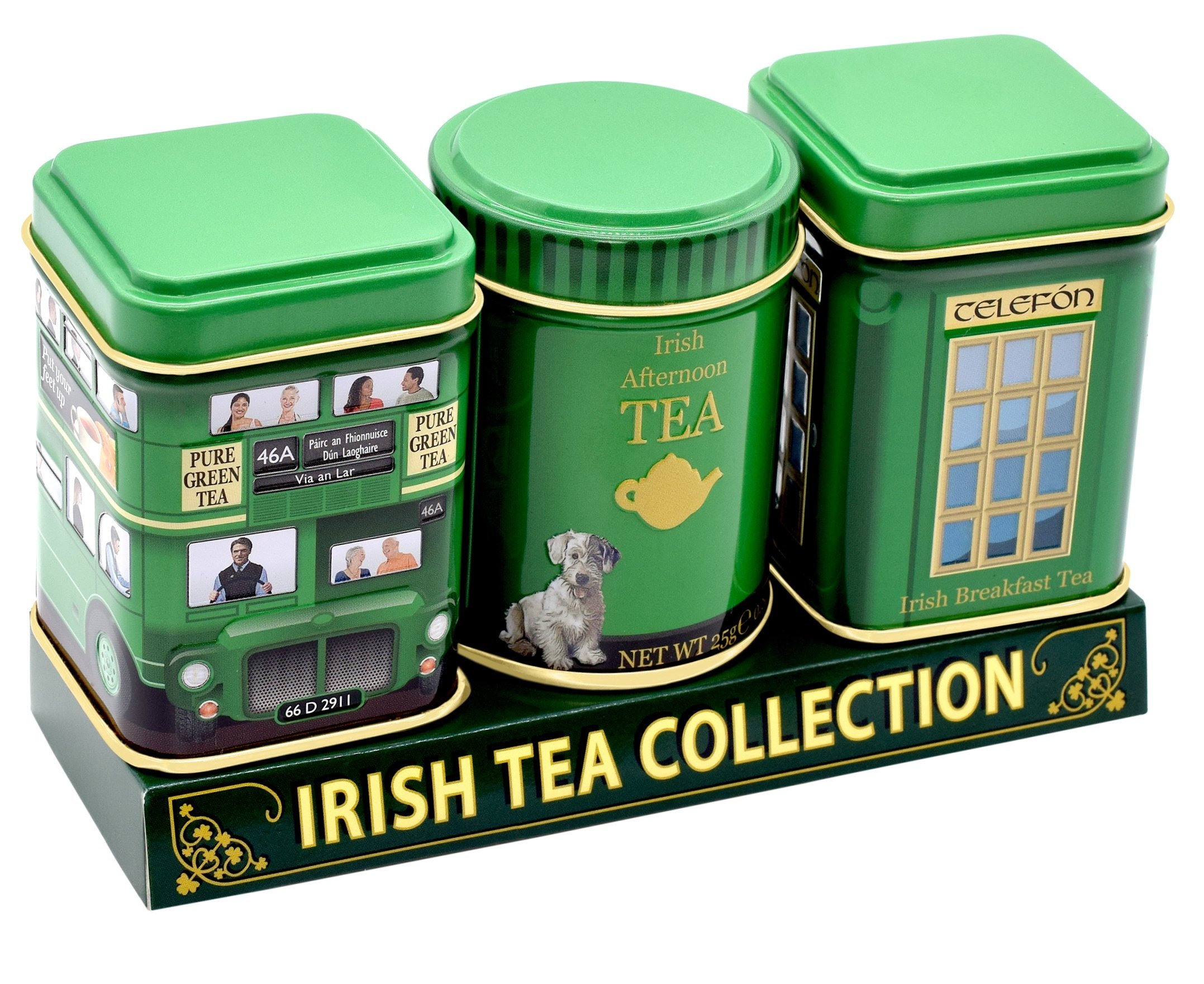 The Connemara Kitchen Green Irish Model Design Set Of 3 Tea Tins