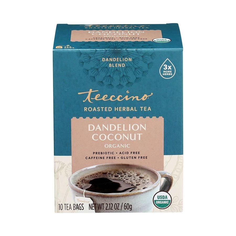 Teeccino Dandelion Coconut Chicory Herbal Tea – 10 Tea Bags