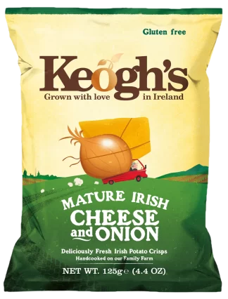 Keogh’s Mature Irish Cheese And Onion Crisps Sharebag Irish Potato Chips — 125g