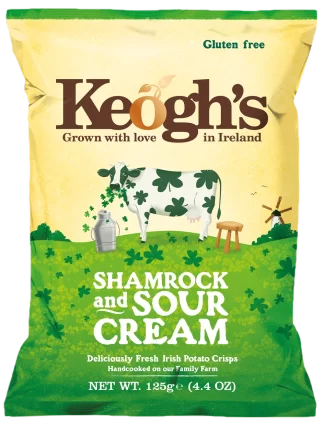 Keogh’s Shamrocks And Sour Cream Crisps Sharebag Irish Potato Chips — 125g