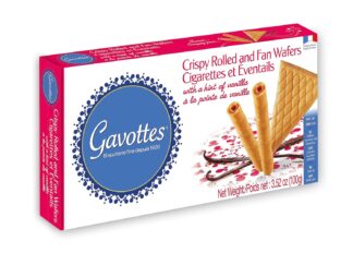 Loc Maria Gavottes Crispy Rolled and Fan Wafers with a hint of Vanilla box — 100g (3.52 oz)