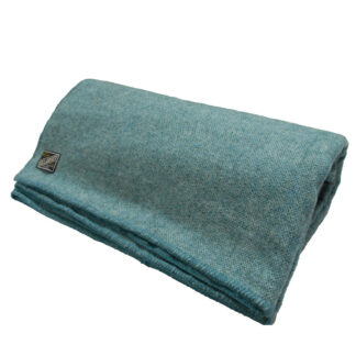 Kerry Woollen Mills Killarney Emlagh Irish Wool Blanket 90" x 108" Atlantic Teal