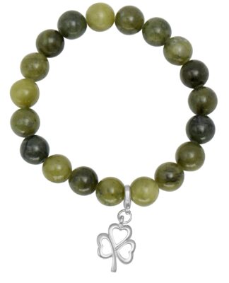 The Connemara Marble Shamrock Charm Stretch Bracelet 