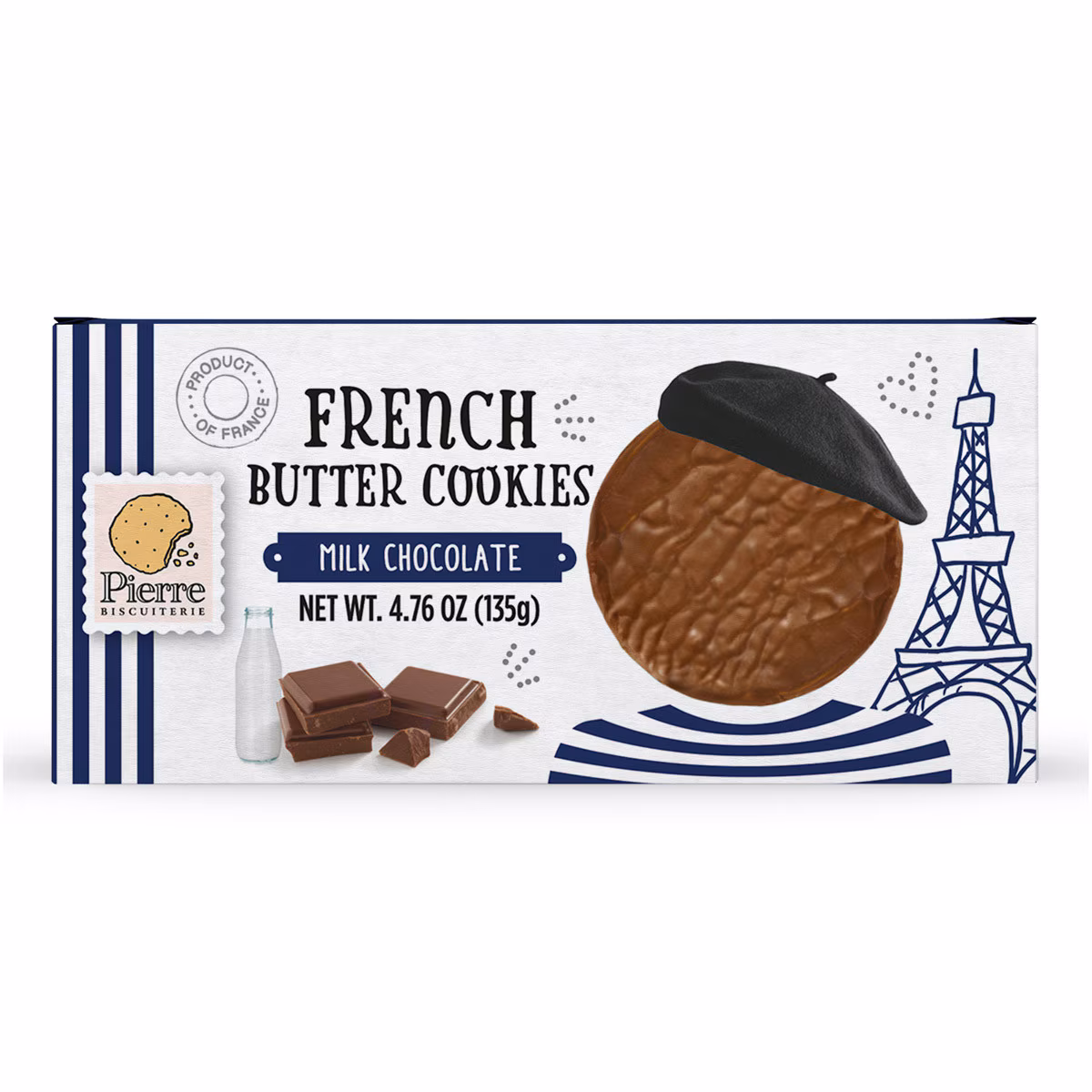 Pierre Biscuiterie Butter Cookies Coated in Milk Chocolate -- 4.76 oz (135g)